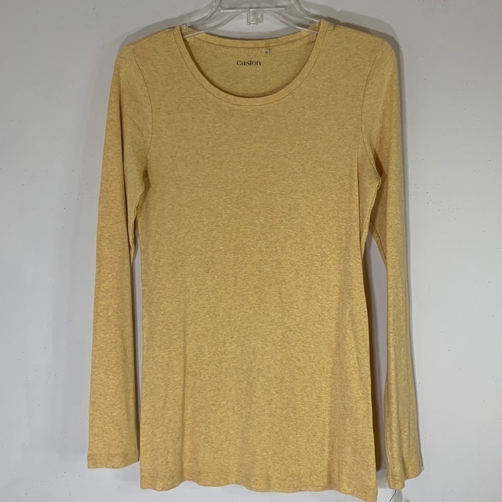 Calson Cotton Crew Neck Long Sleeve Gold Shine Top. L. NWT.